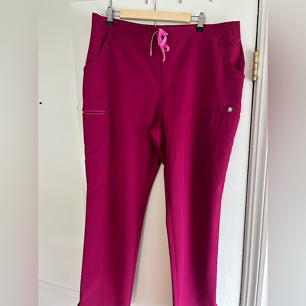 FIGS Yola Skinny Scrub Pants Raspberry